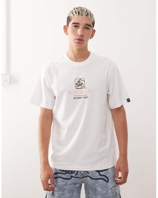 ICECREAM T-Shirt Met 'We Serve It Best' Print in het White voor heren