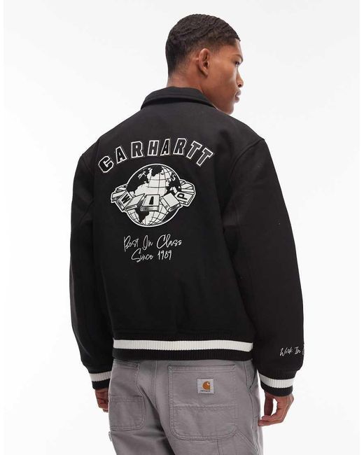 Carhartt Black World Class Varsity Bomber Jacket for men