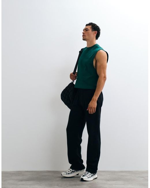 4505 Green Cotton Cropped Lifting Tank With Quick Dry Finish for men