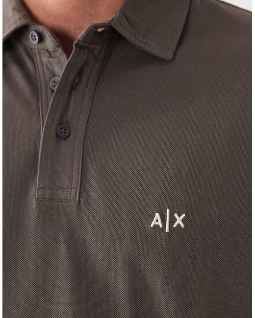 ARMANI EXCHANGE Gray Short Sleeve Logo Polo for men