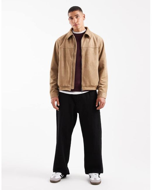 New Look Natural Faux Suede Harrington Jacket for men