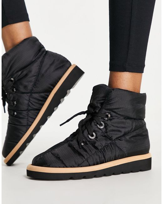 ASOS Archie Padded Lace Up Boots in Black | Lyst
