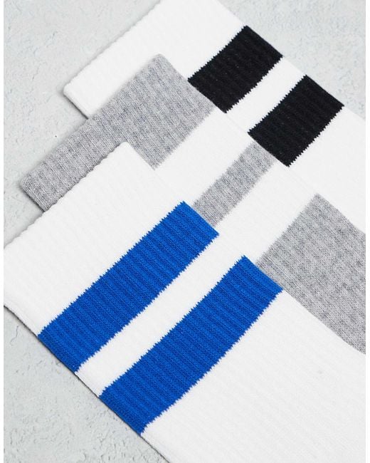 Weekday White 3 Pack Of Stripe Sport Socks for men