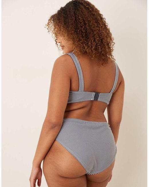 ASOS Blue Asos Design Curve Scarlet Stripe Azores High Leg High Waist Bikini Bottom