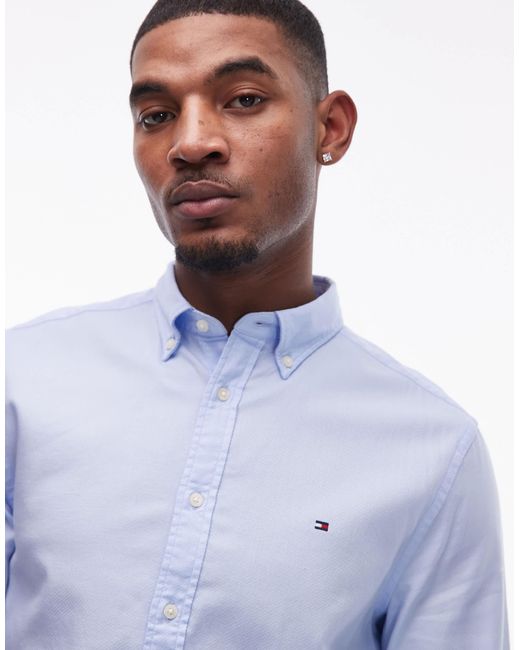Tommy Hilfiger – flex – slim-fit-hemd mit noppenstruktur in Blue für Herren