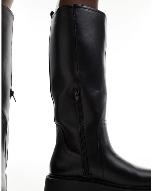 ASOS Black Carmen Chunky Flat Knee Boots