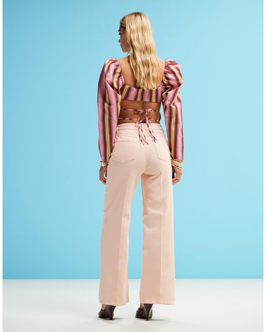 Jean large court épuré avec poches à l'avant - abricot ASOS en coloris Blue