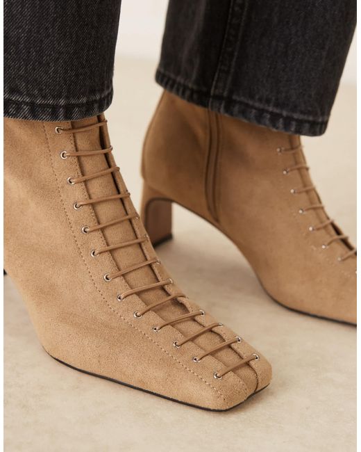 ASOS Black Rue Lace Up Heeled Ankle Boots