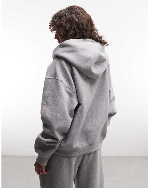 Nike Gray Studio Fleece Heavy Weight Oversized Zip Through Hoodie