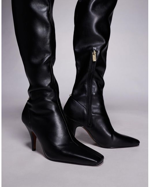 River Island Black Chisel Toe Thigh High Boot