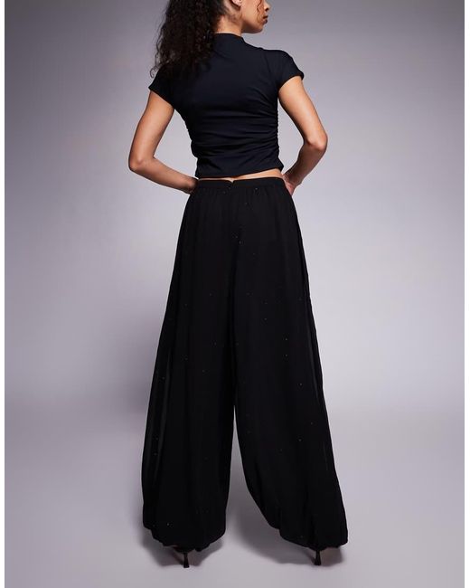 AFRM Black Rhinestone Full Trouser Pant