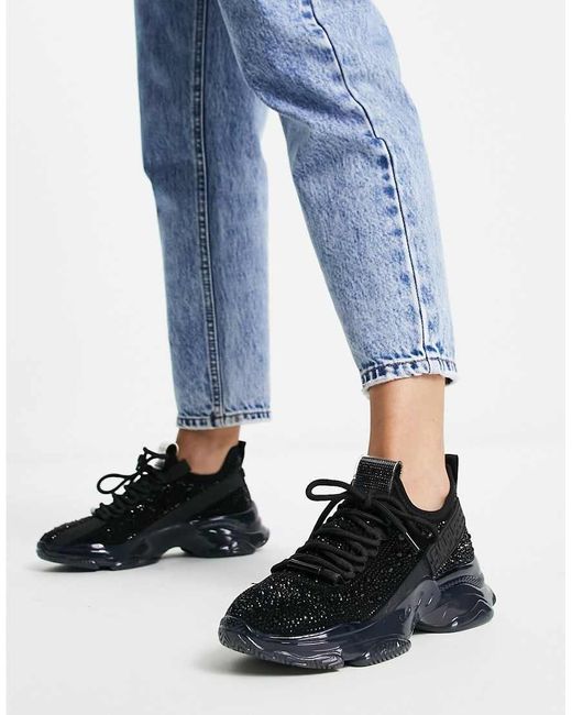 Steve Madden Blue Maxima-r Rhinestone Chunky Trainers