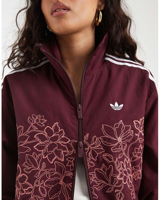 Adidas Originals Red Firebird Loose Floral Embroide Track Top