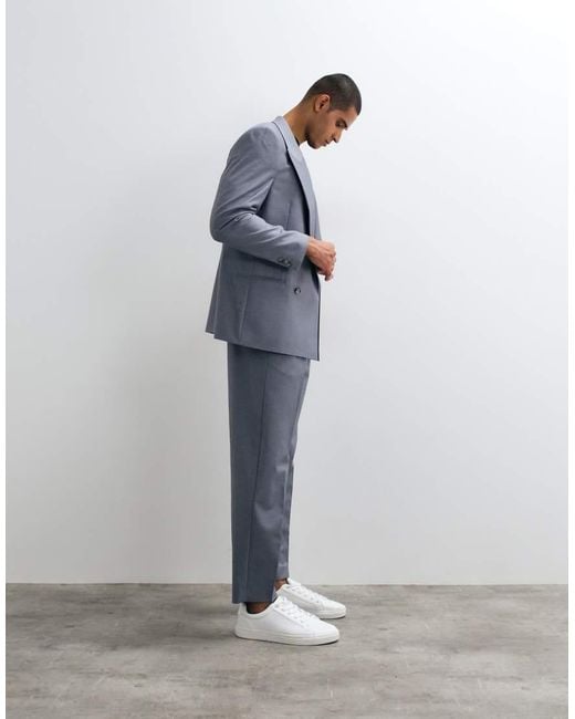 ASOS Blue Relaxed Tapered Suit Trouser for men
