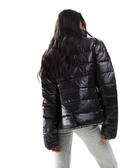 Tommy Hilfiger Black High-Shine Puffer Jacket
