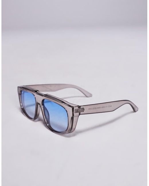 ASOS Gray Aviator Sunglasses With Crystal Frames And Lens for men