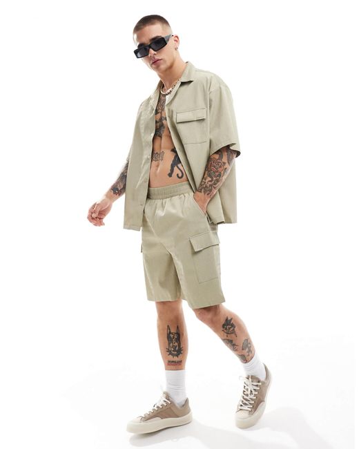 Sixth June – strukturierte cargo-shorts in Metallic für Herren