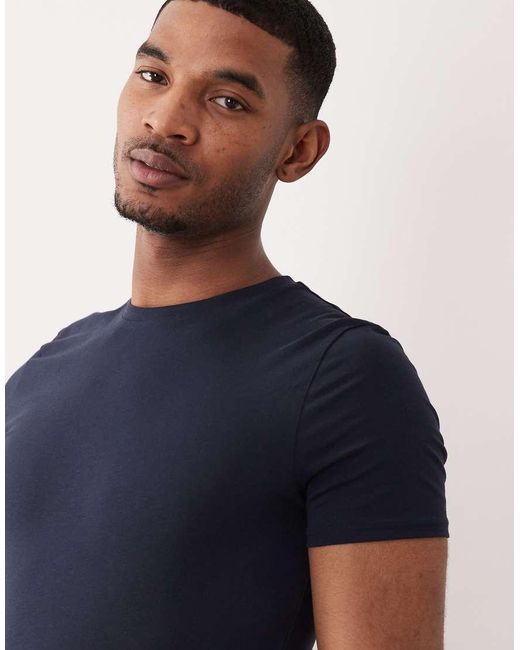 ASOS Blue Essentials 2 Pack Muscle Fit T-shirts for men