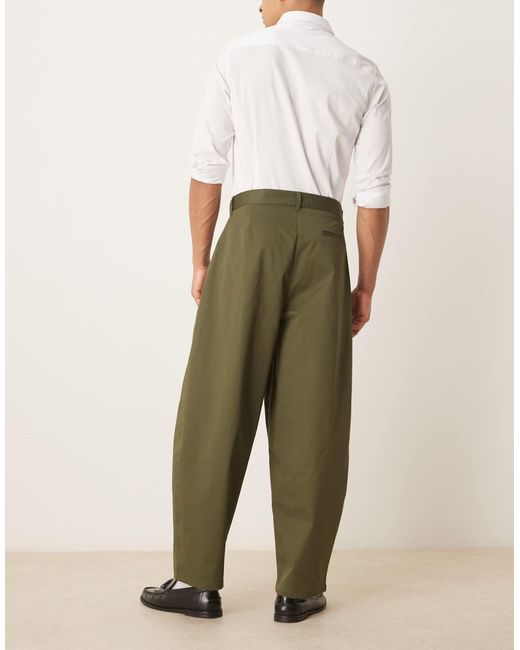 ASOS Natural Extreme Tapered Trouser With Pleats for men