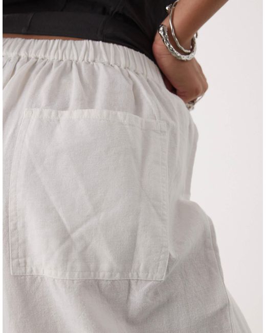 Collusion White Relaxed Balloon Pant With Linen