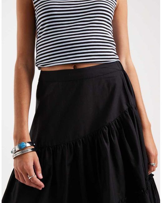 ASOS White Asymmetric Tiered Boho Maxi Skirt