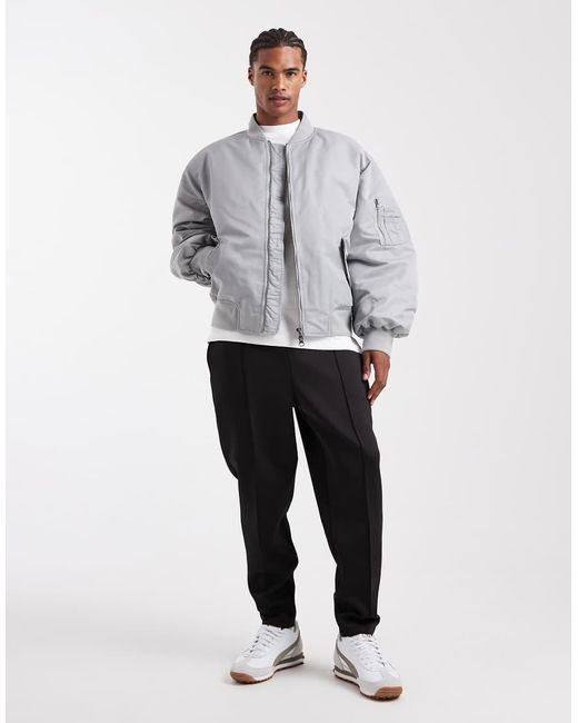 ASOS Oversized Bomberjack in het Gray voor heren