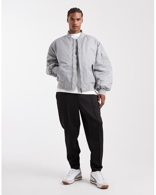 ASOS Gray Oversized Bomber Jacket for men