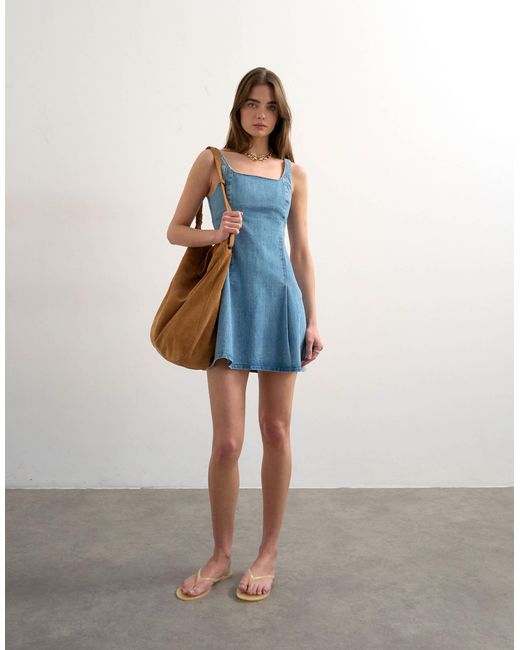 topshop zip up denim dress Topshop Zip Through Denim Body-Con Dress Mid Denim 8(Us4) At Nordstrom Rack