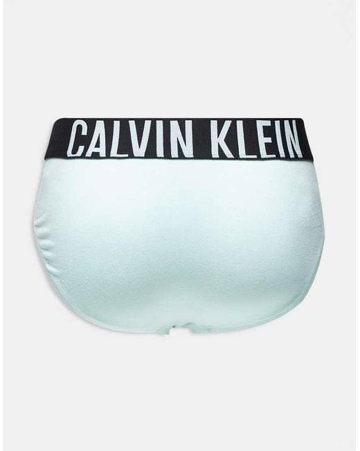 Pack De 3 Calzoncillos Slip De Color Negro, Verde Menta Y Gris De Algodón Intense Power De Calvin Klein de hombre de color Black