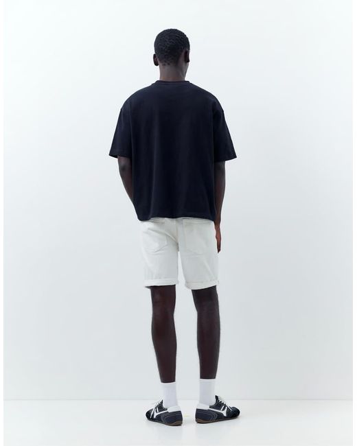 Pull&Bear Blue Ripped Denim Bermuda Shorts for men