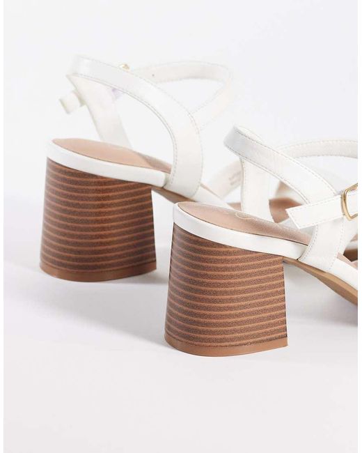 New Look White Cross Strap Block Heeled Sandal