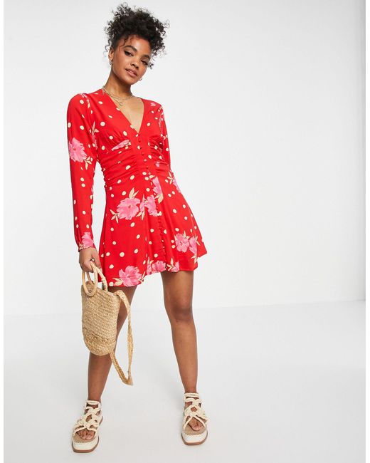 Date Night Floral Spot Print Mini Dress 