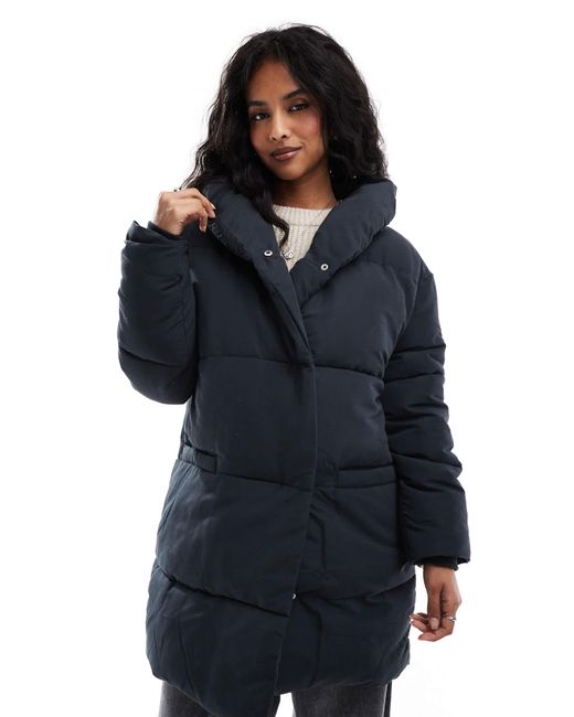Don't Think Twice Women's Blue Dtt Double Breasted Puffer Jacket