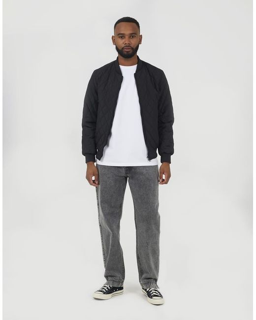 Brave Soul Blue Diamond Quilted Bomber Jacket for men