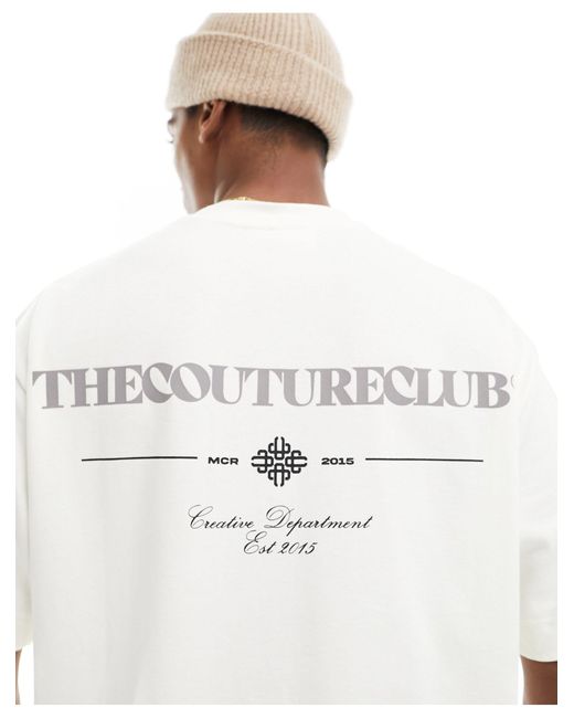 The Couture Club White Script Graphic Relaxed T-shirt for men