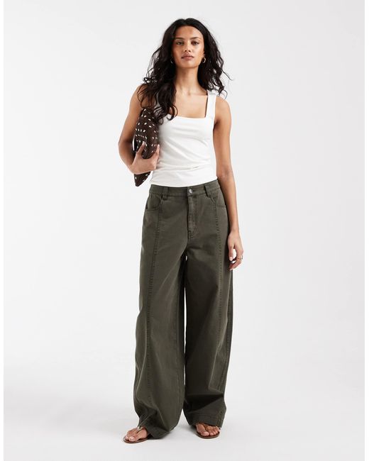 ASOS Green Horseshoe Pants With Seam Detail