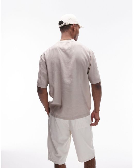 Topman – oversize-t-shirt aus gewebe in White für Herren