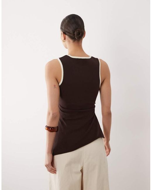 ASOS White Fine Knit Asymmetrical Tank Top