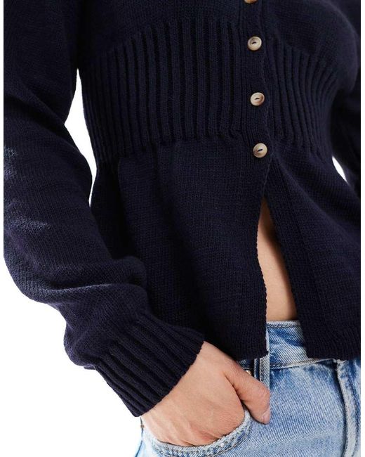 ASOS Gebreid Vest Met V-Hals En Structuur in het Blue