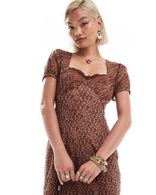 Reclaimed Vintage Tea Dress in Brown | Lyst UK Reclaimed Vintage Tea Dress in Brown | Lyst UK