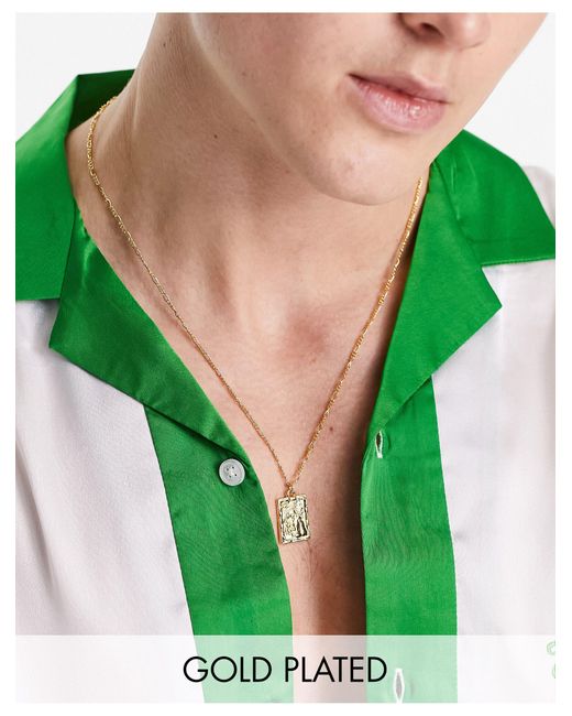 ASOS Necklace With Guardian Angel Pendant in Green for Men Lyst