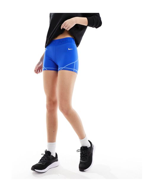 Nike Blue Nike Pro Training Dri-fit Gains Girl Mid-rise 3 Inch Shorts