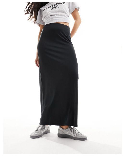 Monki Black Super Soft Maxi Skirt