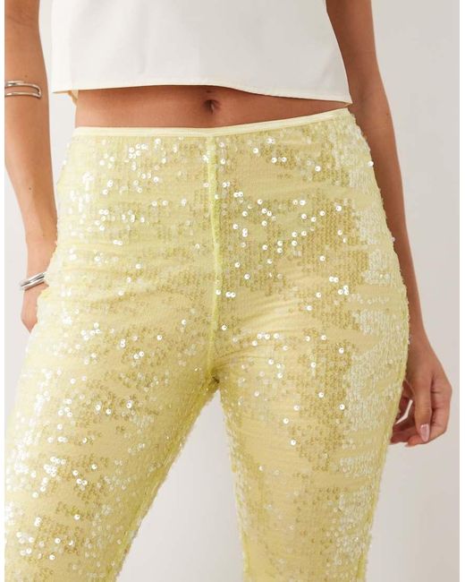 ASOS Natural Sequin Capri Trouser