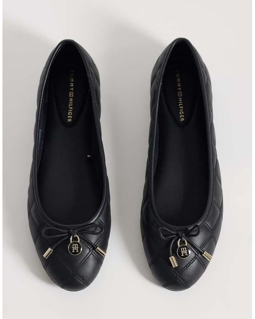 Tommy Hilfiger Black Quilted Ballet Pump