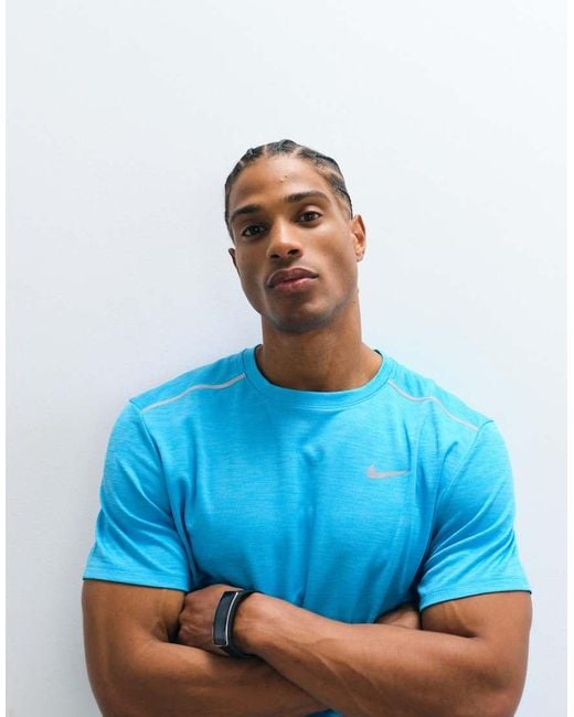 Nike Blue Miler Dri-fit Uv-protection T-shirt for men