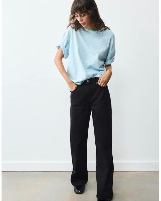 Pull&Bear Blue Oversize Short Sleeve T-shirt