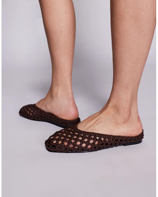 SIMMI Brown Simmi London Cassius Woven Flat Mules
