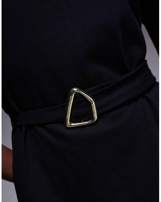 Barbour Blue Uma Tie Up Buckle Mini T-Shirt Dress