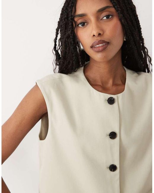 Aware Natural Cropped Tailored Waistcoat Co-ord